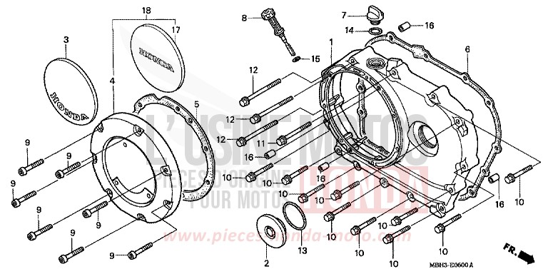 PANNEAU CARTER-MOTEUR D. de Shadow REARL SEDONA RED (R223E) de 1999