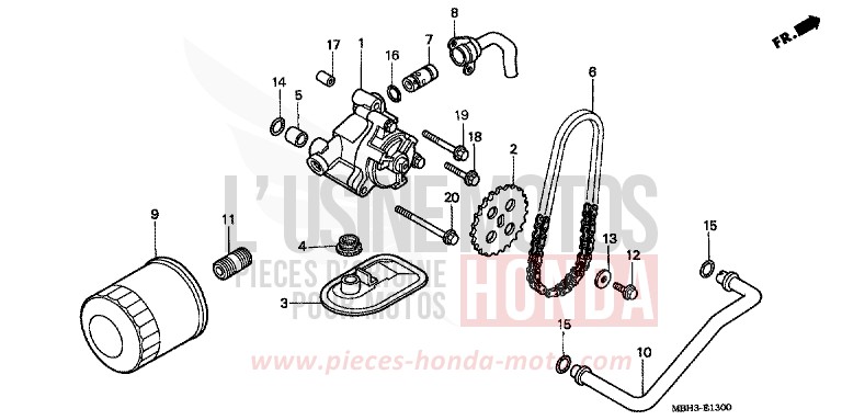 FILTRE A HUILE/POMPE A HUILE de Shadow REARL SEDONA RED (R223E) 1999