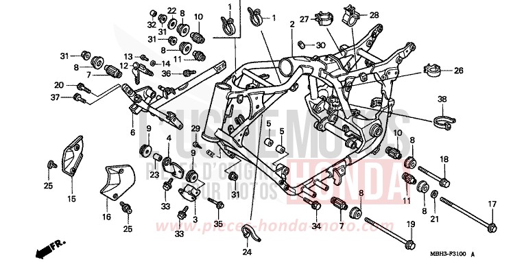 CARROSSERIE DE CHASSIS de Shadow REARL SEDONA RED (R223E) 1999