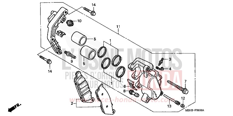 ETRIER DE FREIN AVANT de Shadow SOMERSET ORANGE (R237A) de 1999