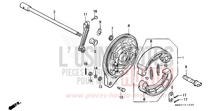 PANNEAU DE FREIN ARRIERE de Shadow CANDY WINE BERRY RED-U (R114) de 1988