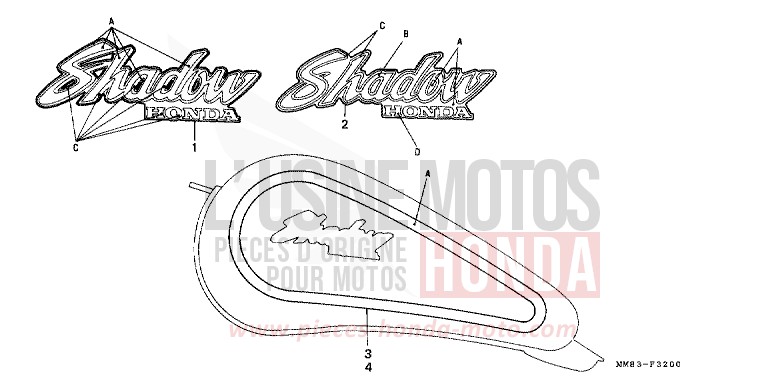 RAYURE/MARQUE (VT1100CH/CJ) de Shadow CANDY WINE BERRY RED-U (R114) de 1988