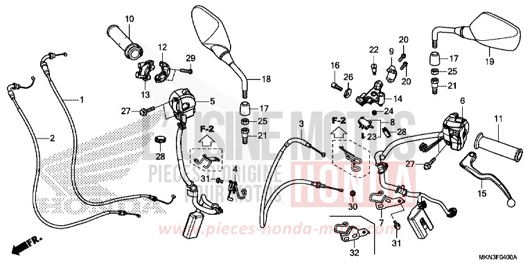 LEVIER DE GUIDON/COMMUTATEUR/CABLE de CB650R GRAPHITE BLACK (NHB01) 2019