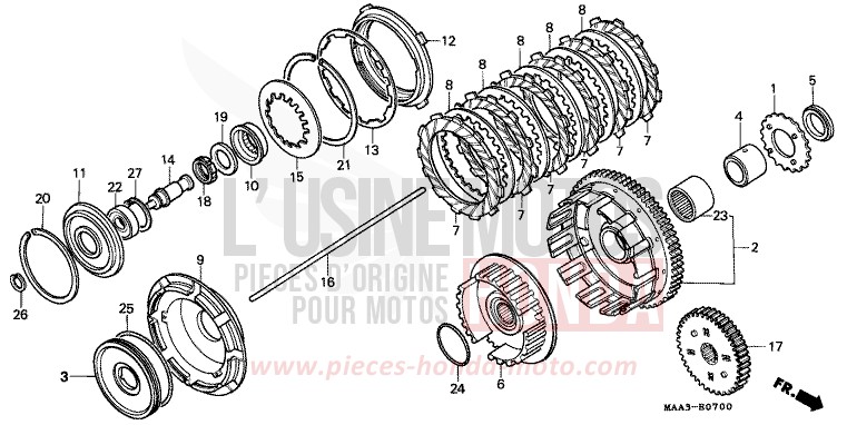 EMBRAYAGE (VT1100CS/CT) de Shadow CANDY SPECTRA RED (R176BA) de 1995