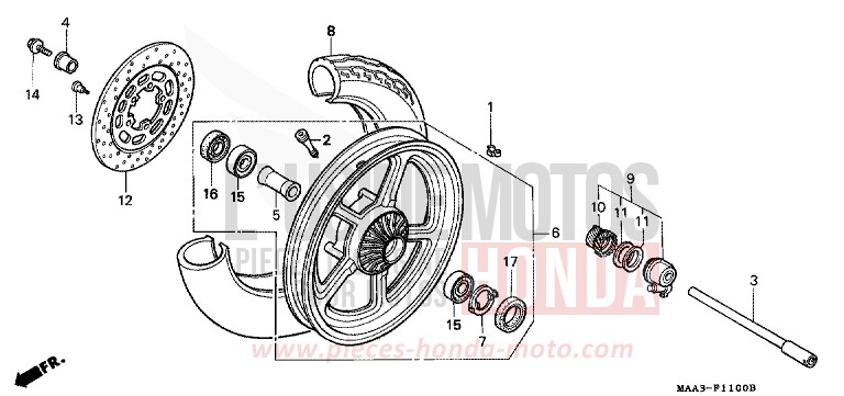 ROUE AVANT (VT1100C) de Shadow CANDY SPECTRA RED (R176BA) 1995