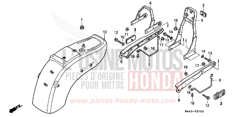 GARDE-BOUE ARRIERE (VT1100C) de Shadow CANDY SPECTRA RED (R176BA) de 1995