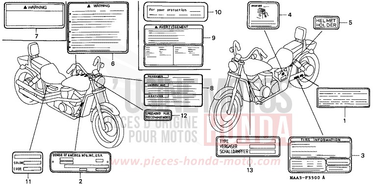 ETIQUETTE DE PRECAUTIONS (VT1100C) de Shadow CANDY SPECTRA RED (R176BA) de 1995