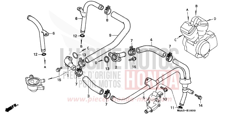 TUYAU D'EAU (VT1100CS/CT) de Shadow PEARL ATLANTIS BLUE (B142AA) de 1995