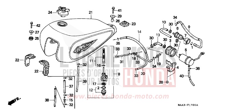 RESERVOIR A CARBURANT/POMPE A CARBURANT (VT1100CS/CT) de Shadow PEARL ATLANTIS BLUE (B142AA) 1995
