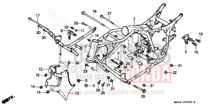 CARROSSERIE DE CHASSIS (VT1100C) de Shadow PEARL ATLANTIS BLUE (B142AA) 1995