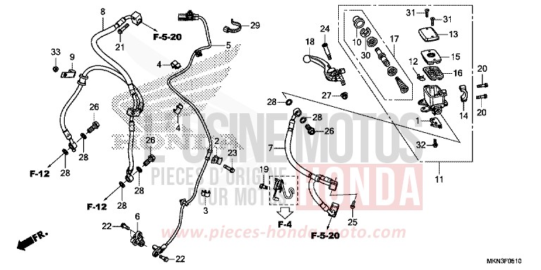 MAITRE-CYLINDRE DE FREIN AVANT CYLINDRE de CB650R MAT CRYPTON SILVER MATALLIC (NHA40) 2019