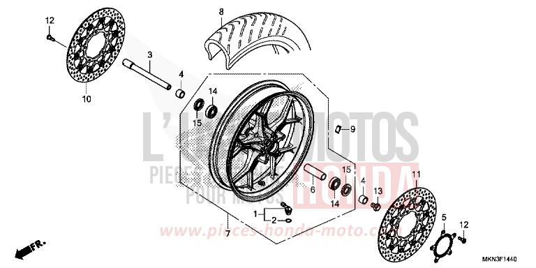 ROUE AVANT de CB650R MAT CRYPTON SILVER MATALLIC (NHA40) 2019