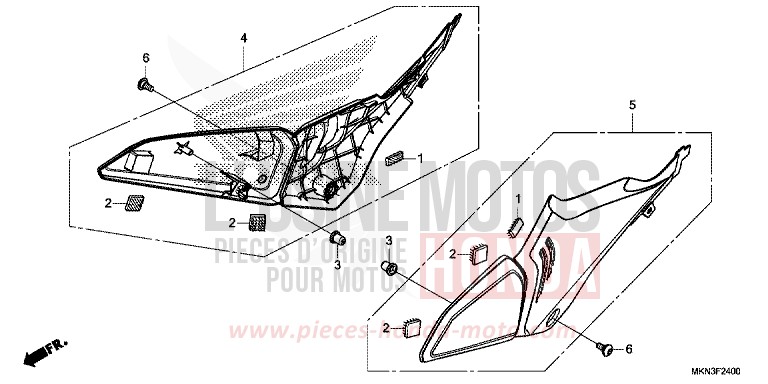 COUVERCLE LATERAL de CB650R MAT JEANS BLUE MATALLIC (PB417) de 2019