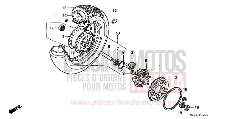 ROUE ARRIERE de Shadow ACCURATE SILVER METALLIC (NH146B) 1994