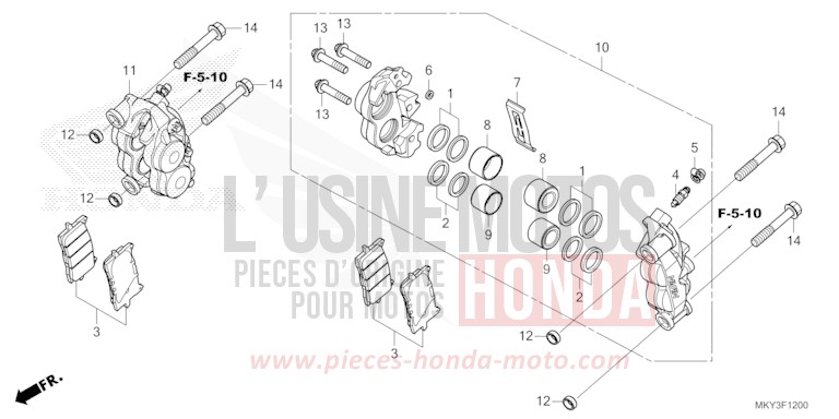 ETRIER DE FREIN AVANT de CB650R CANDY CHROMOSPHERE RED (R381) de 2021