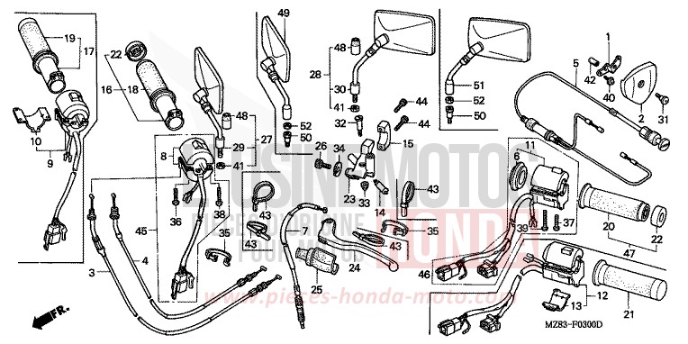 COMMUTATEUR/CABLE de Shadow NOIR (NH1K) 1994