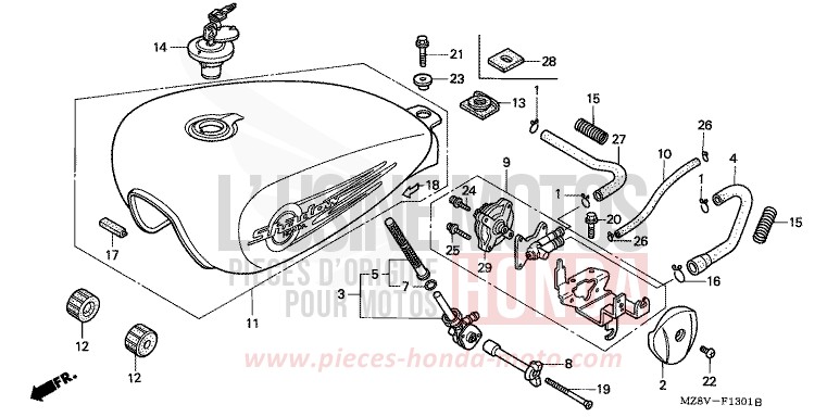 RESERVOIR A CARBURANT (2) de Shadow PEARL SIERRA GREEN (G156) de 1998