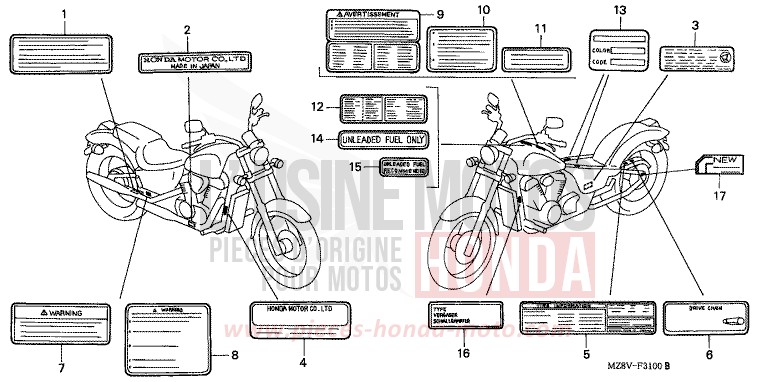 ETIQUETTE DE PRECAUTIONS de Shadow NOIR (NH1) de 1999