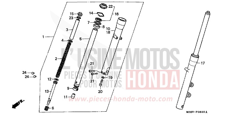 FOURCHETTE AVANT de Shadow SAHARA BULE METALLIC (PB273) de 1999