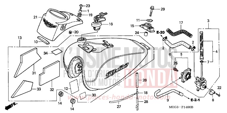 RESERVOIR A CARBURANT de Shadow GRAPHITE BLACK (NHB01) 2006
