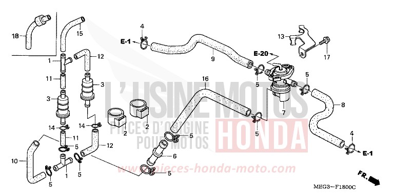 COMMANDE INJECTION D'AIR SOUPAPE de Shadow TITANIUM METALLIC (YR183BA) de 2007