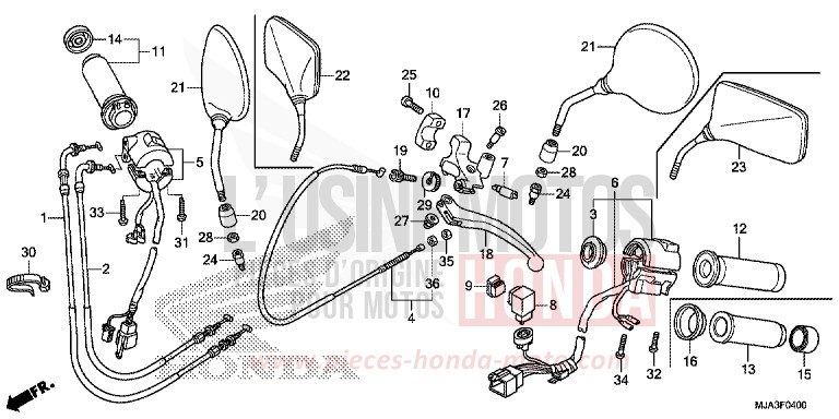LEVIER DE GUIDON/COMMUTATEUR/CABLE de Shadow INDY GRAY METALLIC (NH431) 2013