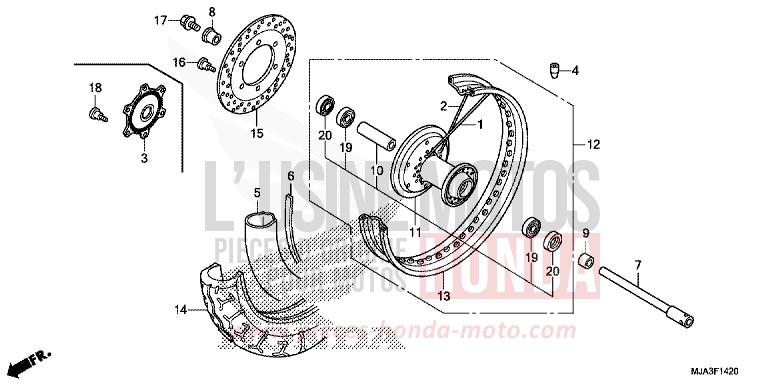 ROUE AVANT (VT750C/C2S/CA/CS) de Shadow INDY GRAY METALLIC (NH431) 2013