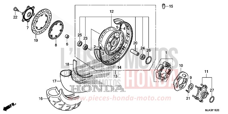 ROUE ARRIERE (VT750CS/C2S) de Shadow INDY GRAY METALLIC (NH431) 2013