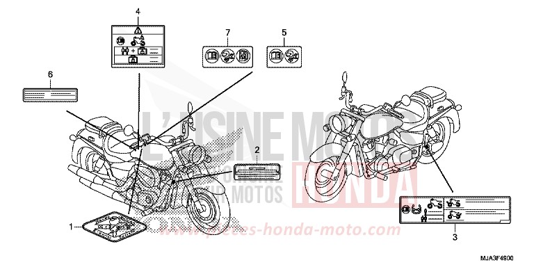 ETIQUETTE DE PRECAUTIONS (VT750C/C2S/CA/CS) de Shadow INDY GRAY METALLIC (NH431) 2013