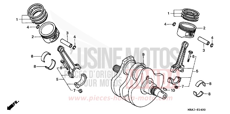 VILEBREQUIN/PISTON de Shadow NOIR (NH1) de 1999