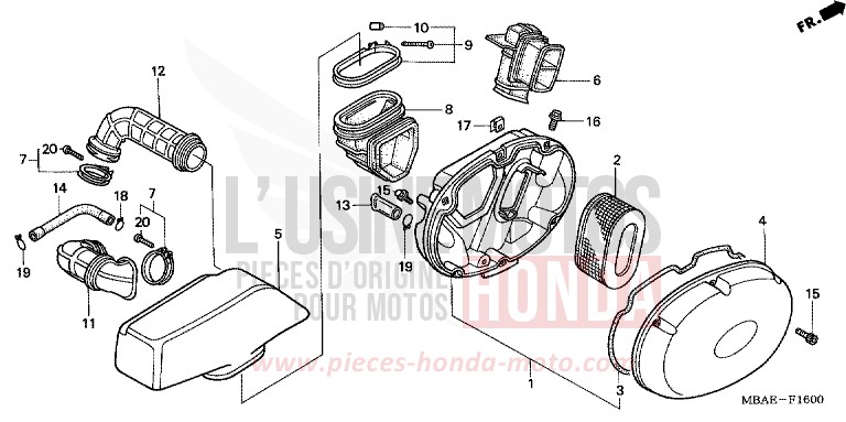 FILTRE A AIR de Shadow NOIR (NH1) de 2000