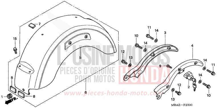 GARDE-BOUE ARRIERE de Shadow NOIR (NH1) de 2000