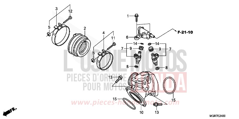 INJECTEUR/COLLECTEUR D'ADMISSION de Shadow PEARL HERON BLUE (PB332X) 2011