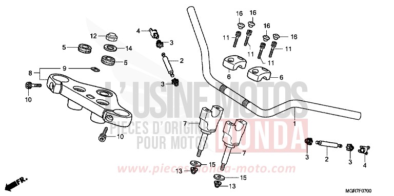 TUYAU DE GUIDON/PONT SUPERIEUR de Shadow GRAPHITE BLACK (NHB01) 2011