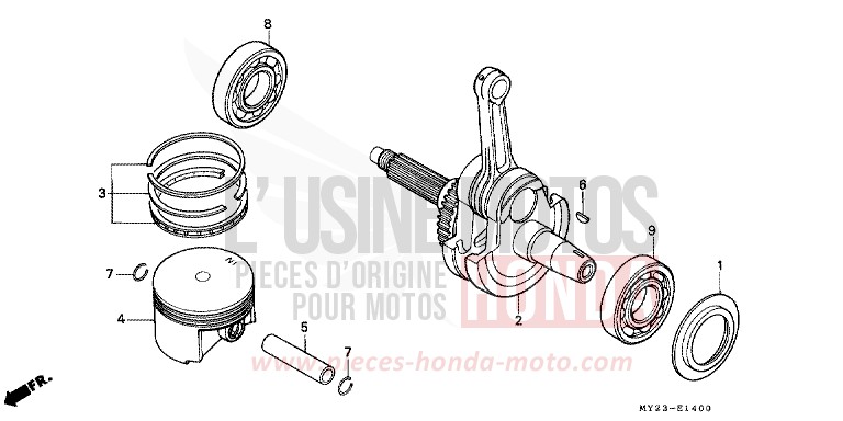 PISTON/VILEBREQUIN de Dominator NOIR (NH1) de 1992