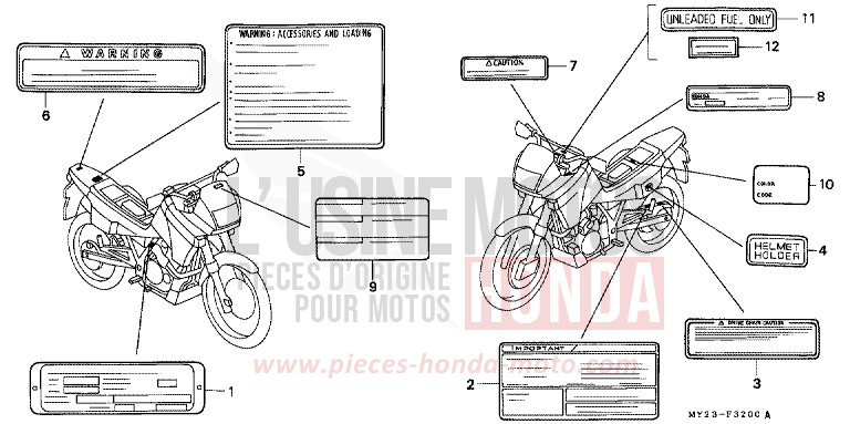 ETIQUETTE DE PRECAUTIONS de Dominator BLACK (NH1E) 1993