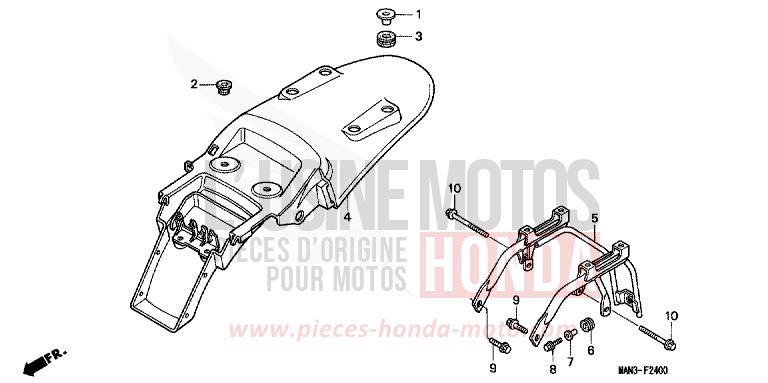 GARDE-BOUE ARRIERE (1) de Dominator MAGNA RED (R201E) 1995