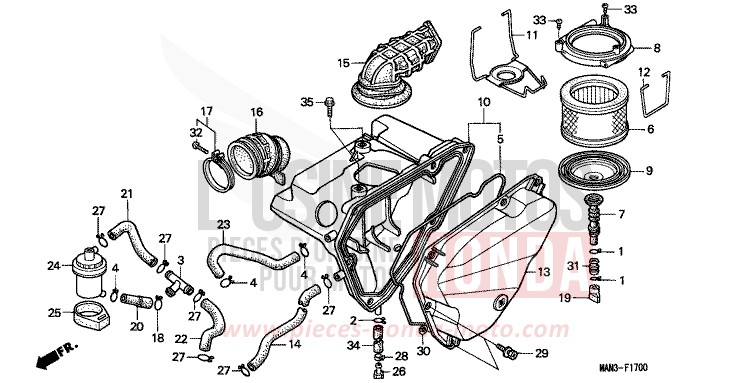 FILTRE A AIR de Dominator MAGNA RED (R201B) de 1997