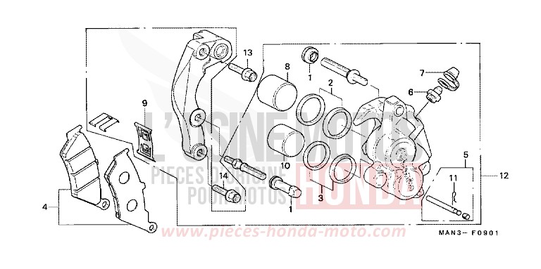 ETRIER DE FREIN AVANT (2) de Dominator MAGNA RED (R201) de 1998