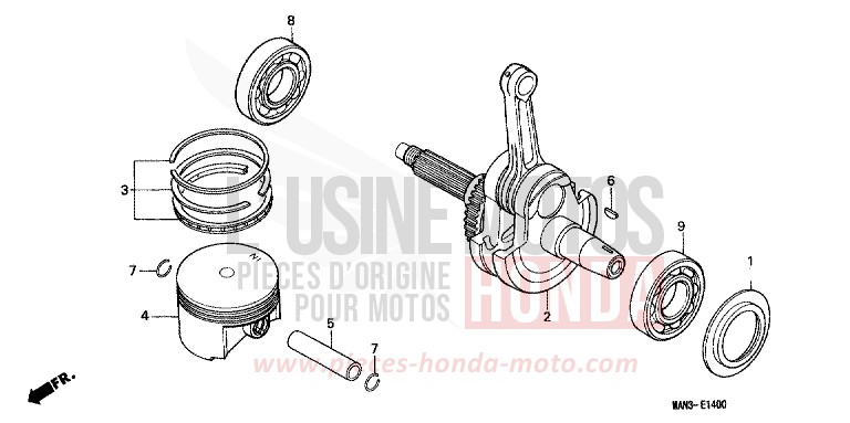 PISTON/VILEBREQUIN de Dominator VORTEX PURPLE METALLIC (RP140A) 1998
