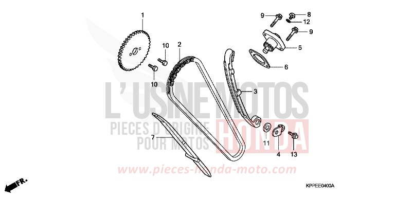 CHAINE A CAMES/TENDEUR de CBR125R CANDY LIGHTNING BLUE (PB325E) 2004