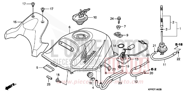 RESERVOIR A CARBURANT (CBR125R/RS/RW5/RW6/RW8) de CBR125R CANDY LIGHTNING BLUE (PB325) 2005