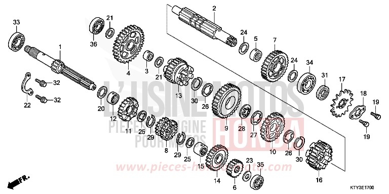 BOITE DE VITESSES de CBR125R ASTEROID BLACK METALLIC (NHA35) de 2012