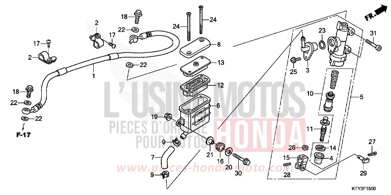 MAÎTRE-CYLINDRE DE FREIN ARRIÈRE de CBR125R MILLENNIUM RED (R263) de 2013