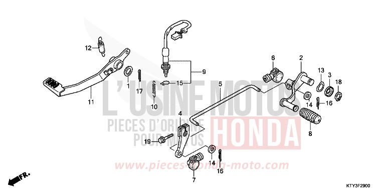 PEDALE de CBR125R MILLENNIUM RED (R263) de 2013