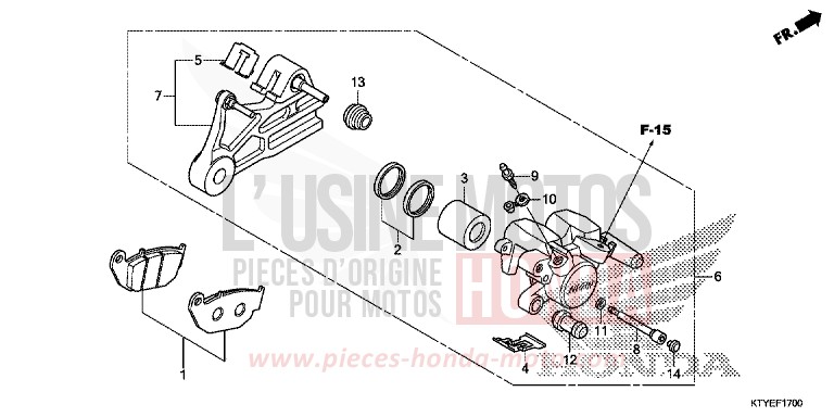 ETRIER DE FREIN ARRIERE de CBR125R ASTEROID BLACK METALLIC (NHA35) de 2015