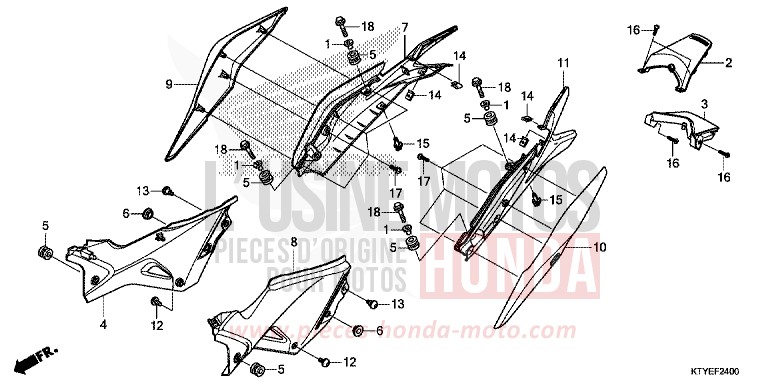 COUVERCLE LATERAL de CBR125R ASTEROID BLACK METALLIC (NHA35) 2015