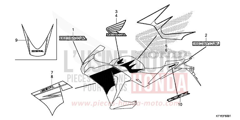 MARQUE/RAYURE (CBR125RF/RTF/RG) de CBR125R ASTEROID BLACK METALLIC (NHA35) de 2015