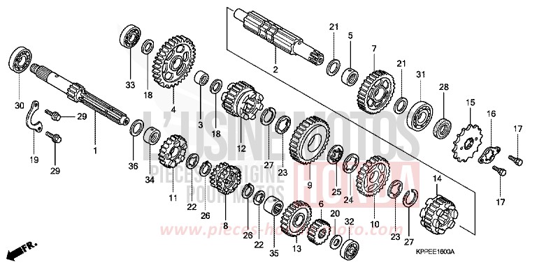 BOITE DE VITESSES de CBR125R SAVORY ORANGE (YR241) de 2005