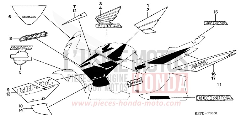 MARQUE/RAYURE (CBR125RS) de CBR125R SAVORY ORANGE (YR241) de 2005